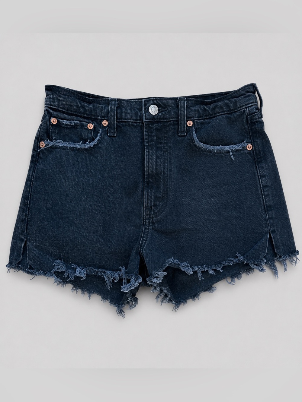 Abercrombie & Fitch High Rise Mom Shorts Black Distressed Denim Size 27 / 4